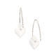 White Gold, 0.03 carat Diamond & Square Milky Quartz Earrings – Reverse Fit Small Square Earrings