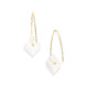 Gold, 0.03 carat Diamond & Square Milky Quartz Earrings – Reverse Fit Small Square Earrings