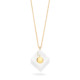 18k Yellow Gold Milky Quartz Pendant Necklace – Deco Square Pendant – White Diamond