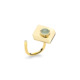 18k Yellow Gold Aquamarine Ring – Deco Square Ring – White Diamond
