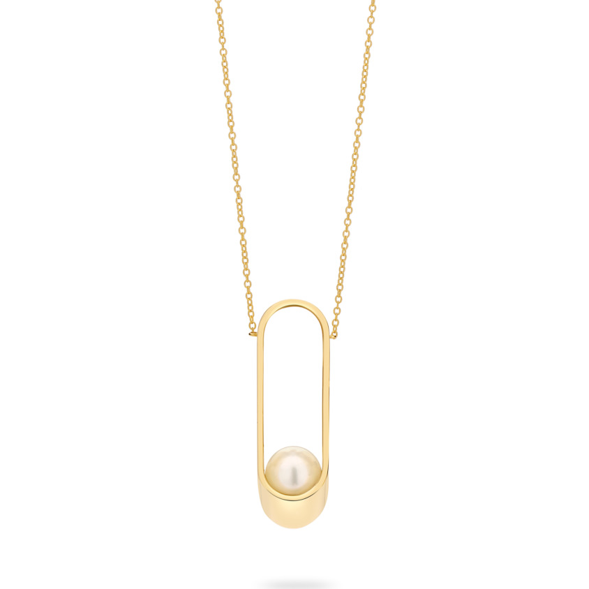18k Yellow Gold 8mm Akoya Pearl Necklace – Ellipse Necklace