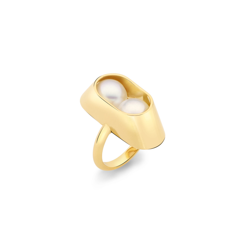 18k Yellow Gold South Sea Pearl Ring – Cocoon Large Ring