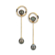 Suspended Pearl Circle Earrings – 18k Yellow Gold, Tahitian Pearl, White Diamond