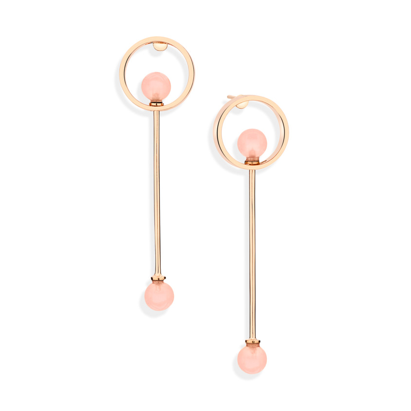 18k Rose Gold Rose Quartz Drop Earrings – Circle Earrings