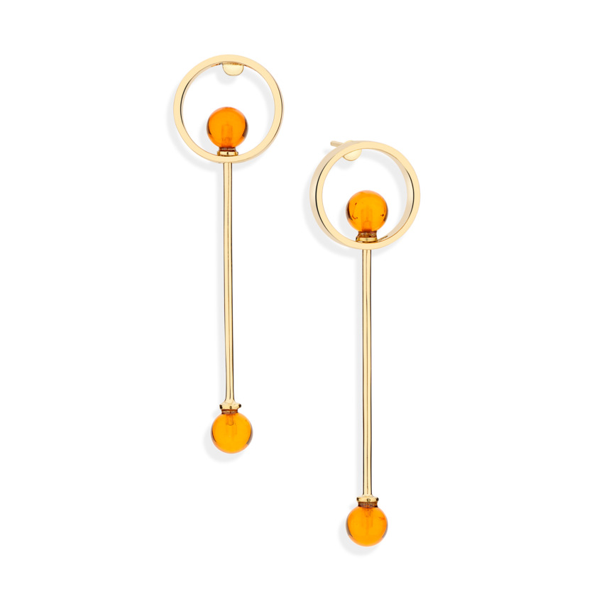 18k Yellow Gold Amber Drop Earrings – Circle Earrings