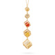 Multi Gemstone Necklace – Solo Long Tiered Pendant – 18k Yellow Gold, Gold Rutilated Quartz, Smoky Quartz, Carnelian and Citrine