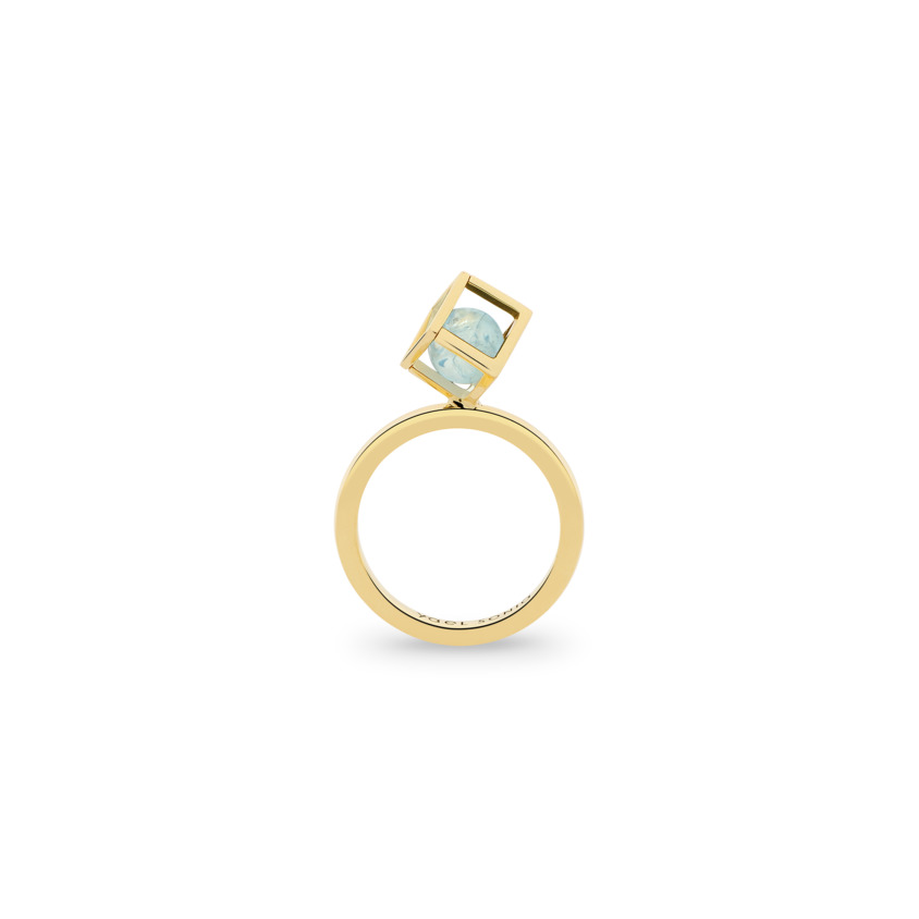 Gold Aquamarine Stacking Ring – Solo Rotated 6mm Stacking Ring