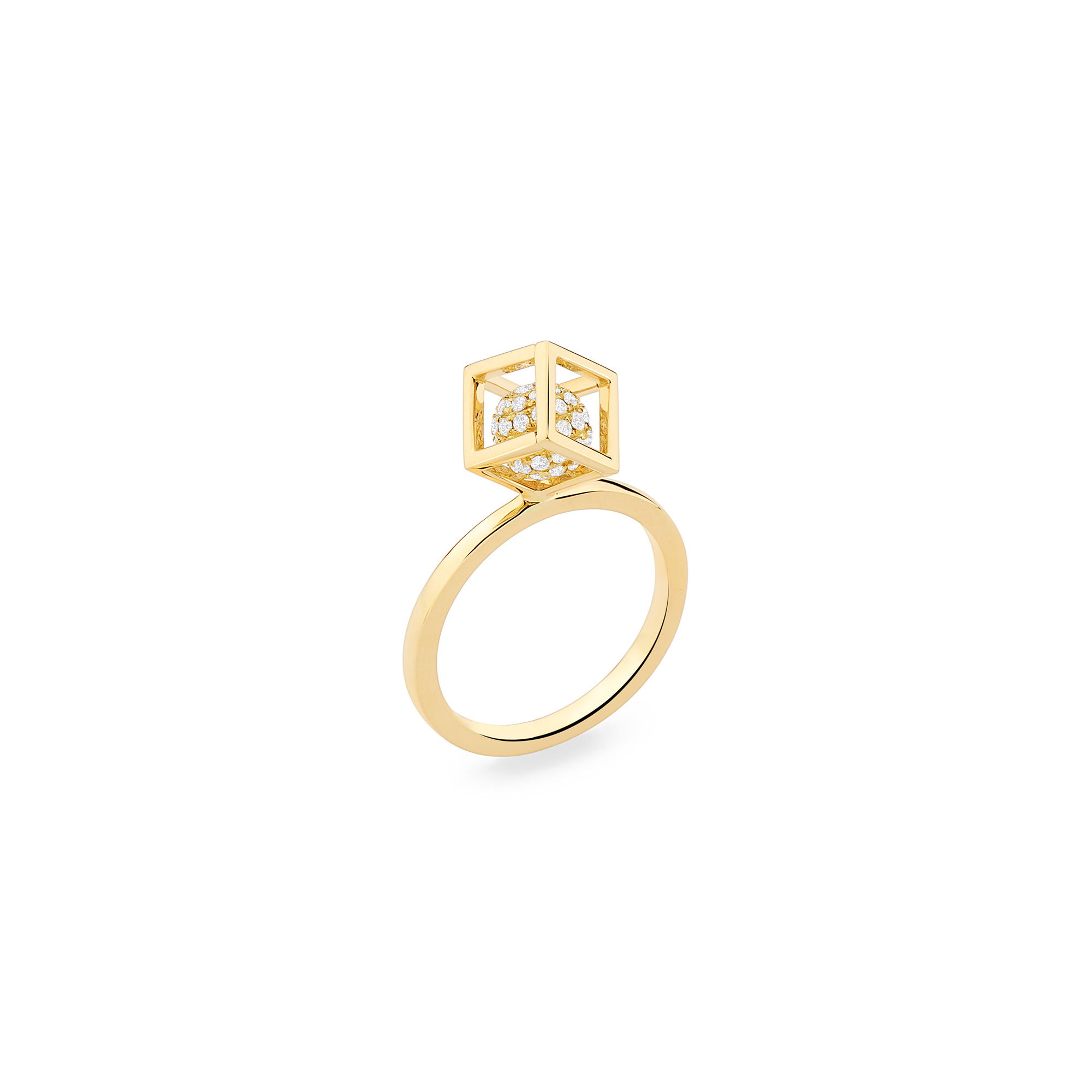 Gold Diamond Stacking Ring – Solo Rotated 6mm Stacking Ring | Yael Sonia