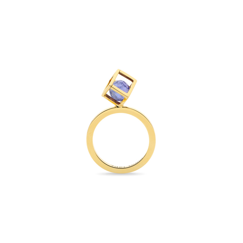 Gold Tanzanite Stacking Ring – Solo Rotated 6mm Stacking Ring
