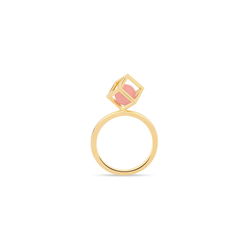 Gold Guava Quartz Stacking Ring – Solo Rotated 6mm Stacking Ring