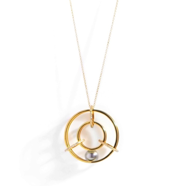 Tahitian Pearl, Perpetual Motion Diamond Necklace – Medium Spinning ...