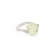 Diamond & Large Faceted White Gold Prasiolite Ring – Large Twist Ring