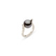 Elegant 18k White Gold Diamond & Tahitian Pearl Ring – Twist Ring