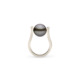 Elegant 18k White Gold Diamond & Tahitian Pearl Ring – Twist Ring