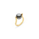 Elegant 18k Yellow Gold Diamond & Tahitian Pearl Ring – Twist Ring