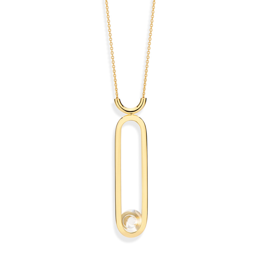 Gold Quartz Long Pendant Necklace – Spinning Top Line Necklace