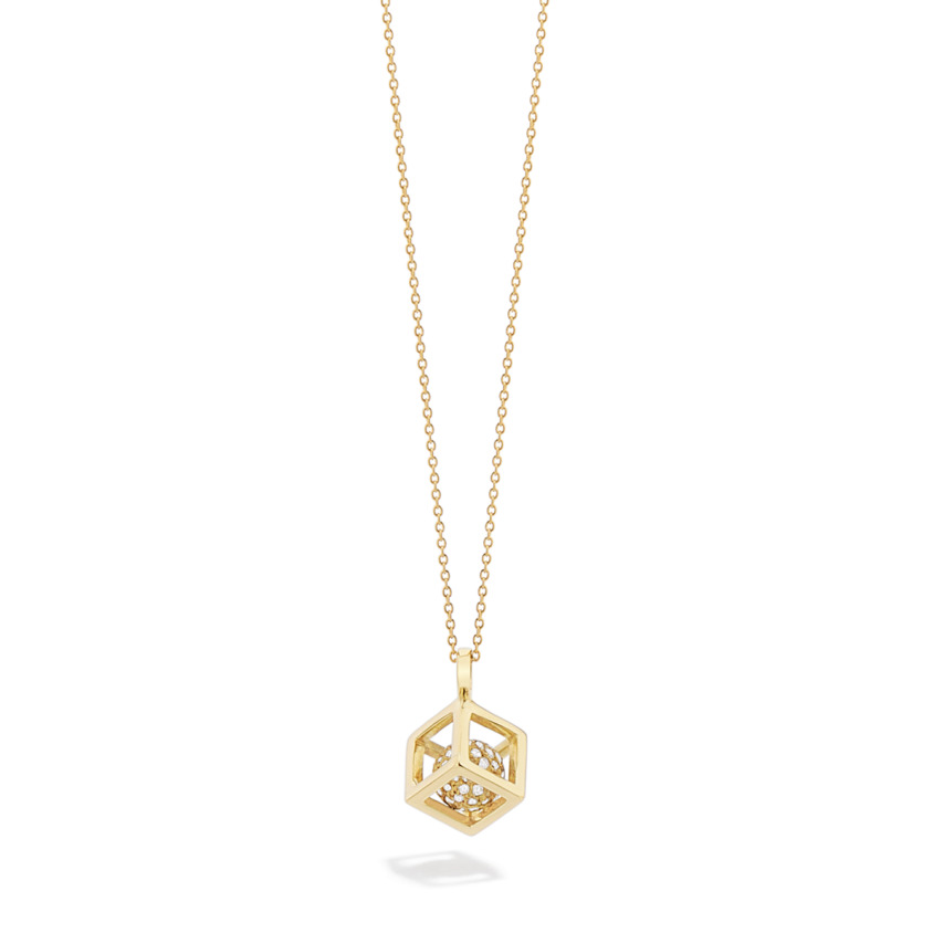 18k Gold Small Round Diamond Perpetual Motion Necklace – Solo Pendant 8mm