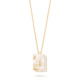 Gold Diamond & Gold Rutilated Quartz Necklace – Deco Rectangle Pendant