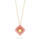 18k Yellow Gold Guava Quartz Pendant Necklace – Deco Square Pendant – White Diamond