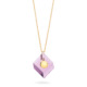 18k Yellow Gold Amethyst Pendant Necklace – Deco Square Pendant – White Diamond