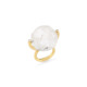 Gold, White Diamond & Large Quartz Ring – Hammered Brilliant Fancy Ring
