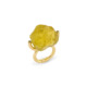 Gold, Peridot & Large Lemon Quartz Ring – Hammered Brilliant Fancy Ring