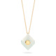 18k Yellow Gold Aqua Chalcedony Pendant Necklace – Deco Square Pendant – White Diamond