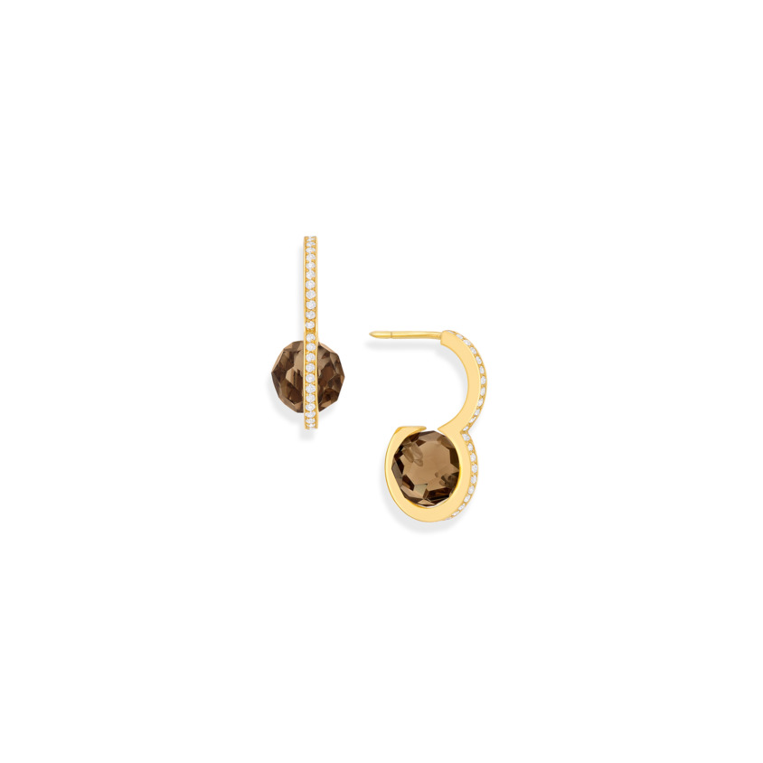 Diamond & Faceted Smoky Quartz Drop Earrings – DNA Earrings Gold