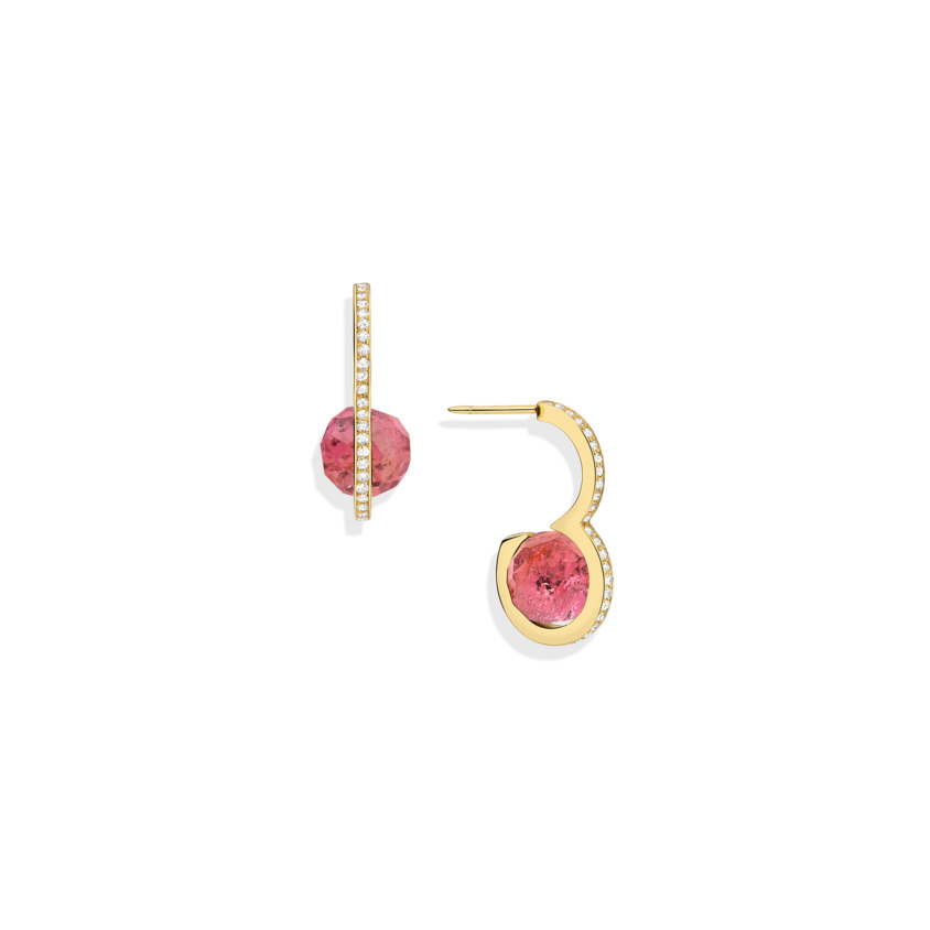 Diamond & Faceted Pink Tourmaline Drop Earrings – DNA Earrings Gold