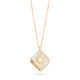 18k Yellow Gold Gold Rutilated Quartz Pendant Necklace – Deco Square Pendant – White Diamond