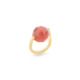 Diamond & Large Faceted Guava Quartz Ring Gold – Large Twist Ring