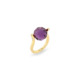18k Gold, 0.12ct Diamonds & Faceted Dark Amethyst Ring – Small Twist Ring