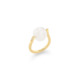 18k Gold, 0.12ct Diamonds & Faceted Milky Quartz Ring – Small Twist Ring