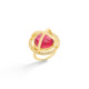 Diamond & Round Pink Tourmaline Cabochon Ring Gold – Meteor Brilliant Large Ring 15mm