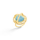 Diamond & Round Aquamarine Cabochon Ring Gold – Meteor Brilliant Large Ring 15mm