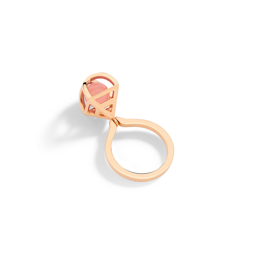 Geometric 18k Rose Gold Spherical Guava Quartz Ring Kinetic – Solar Small Charm Ring
