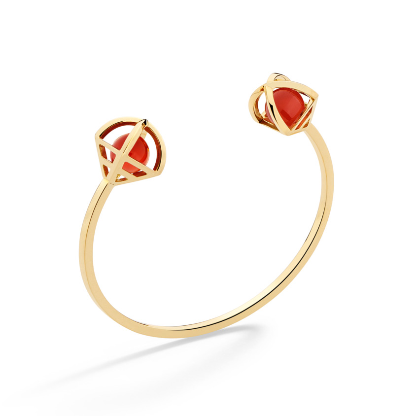 18k Gold Celestial Carnelian Bracelet Cuff – Solar Duo Small Cuff