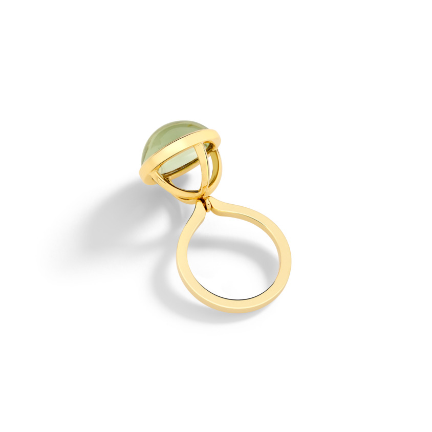 Gold Prasiolite Cabochon Ring – Lunar Charm Ring