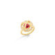 Diamond & Round Rhodolite Cabochon Ring Gold – Meteor Brilliant Small Ring