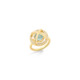 Diamond & Round Aquamarine Cabochon Ring Gold – Meteor Brilliant Small Ring