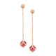18k Rose Gold Faceted Pink Tourmaline & Brown Diamond Pavé Spheres Earrings – Solo Flexible Long Earrings