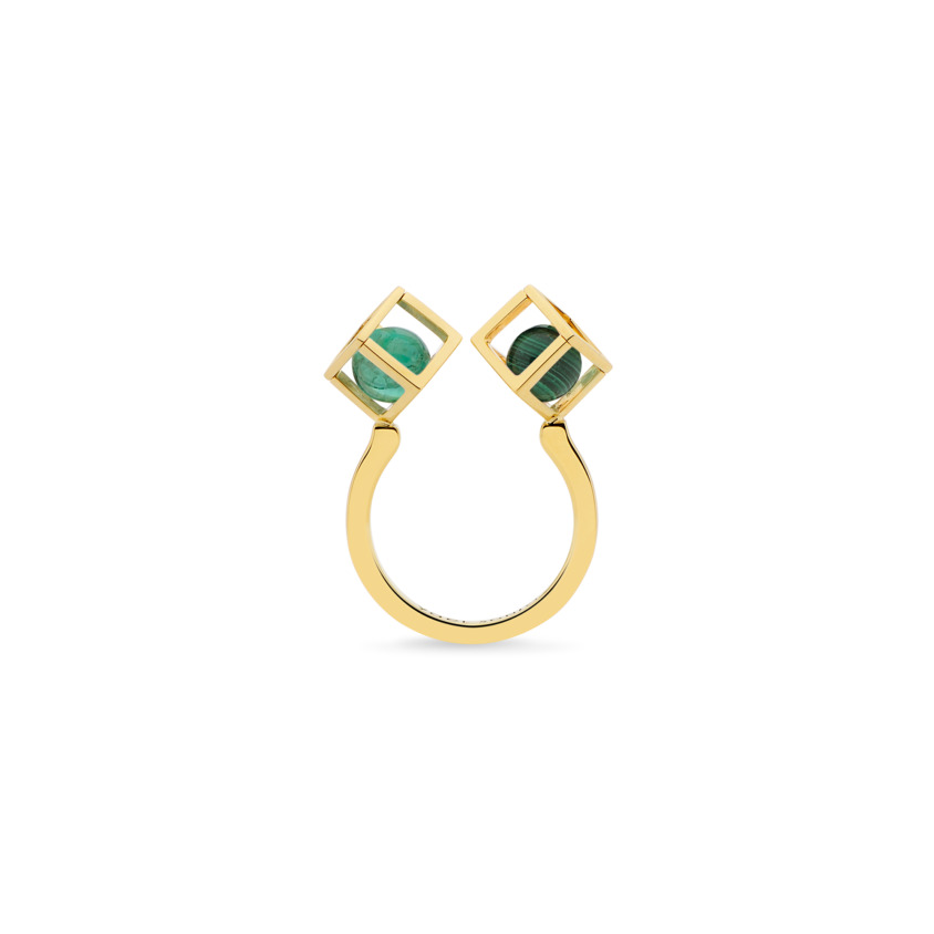 18k Yellow Gold Emerald & Malachite Stacking Ring – Duo Solo 6mm Stacking Ring
