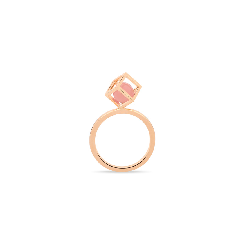 Rose Gold Guava Quartz Stacking Ring – Solo Rotated 6mm Stacking Ring