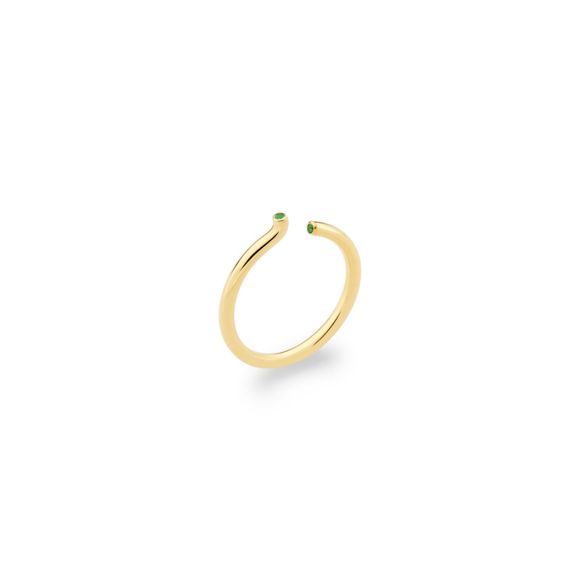 18k Yellow Gold Emerald Ring – Asymmetric Band Ring