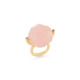 Gold, Pink Tourmaline & Large Rose Quartz Ring – Hammered Brilliant Fancy Ring