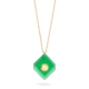 18k Yellow Gold Green Onyx Pendant Necklace – Deco Square Pendant – White Diamond