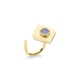 18k Yellow Gold Chalcedony Ring – Deco Square Ring – White Diamond