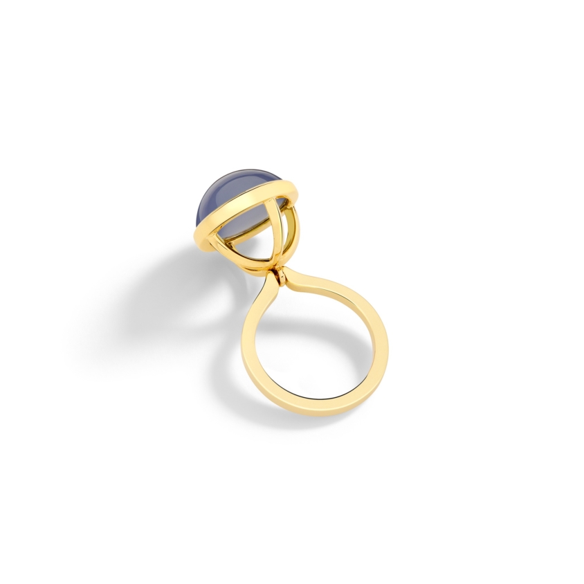 Gold Chalcedony Cabochon Ring – Lunar Charm Ring