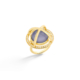 Diamond & Round Chalcedony Cabochon Ring Gold – Meteor Brilliant Large Ring 15mm