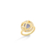 Diamond & Round Chalcedony Cabochon Ring Gold – Meteor Brilliant Small Ring
